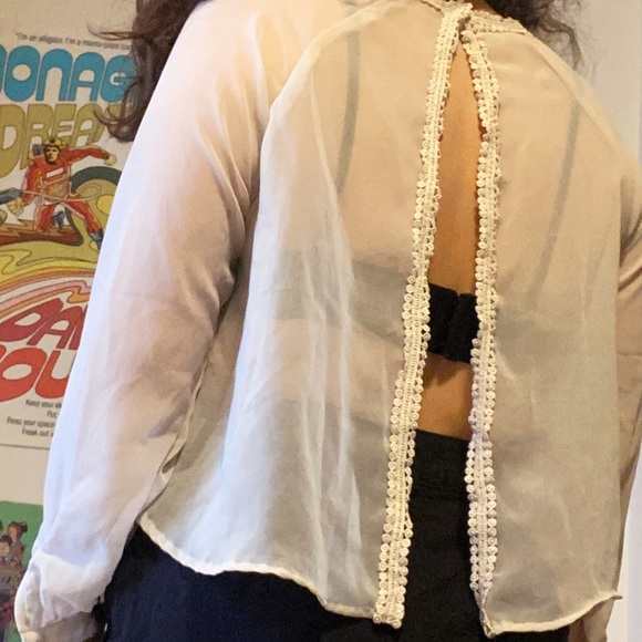 Free People Sheer Open Back Blouse NWOT - Picture 5 of 5